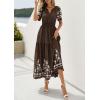 image:imagePRETTYGARDEN Womens Summer Boho Maxi Dress 2026 Spring Floral Short Sleeve V Neck A Line Flowy Beach Wedding Guest DressesCoffee