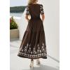 image:imagePRETTYGARDEN Womens Summer Boho Maxi Dress 2026 Spring Floral Short Sleeve V Neck A Line Flowy Beach Wedding Guest DressesCoffee