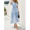image:imagePRETTYGARDEN Womens Summer Boho Maxi Dress 2026 Spring Floral Short Sleeve V Neck A Line Flowy Beach Wedding Guest DressesLight Blue