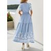 image:imagePRETTYGARDEN Womens Summer Boho Maxi Dress 2026 Spring Floral Short Sleeve V Neck A Line Flowy Beach Wedding Guest DressesLight Blue