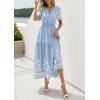 image:imagePRETTYGARDEN Womens Summer Boho Maxi Dress 2026 Spring Floral Short Sleeve V Neck A Line Flowy Beach Wedding Guest DressesLight Blue