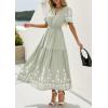 image:imagePRETTYGARDEN Womens Summer Boho Maxi Dress 2026 Spring Floral Short Sleeve V Neck A Line Flowy Beach Wedding Guest DressesLight Green
