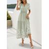 image:imagePRETTYGARDEN Womens Summer Boho Maxi Dress 2026 Spring Floral Short Sleeve V Neck A Line Flowy Beach Wedding Guest DressesLight Green
