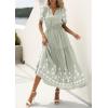 image:imagePRETTYGARDEN Womens Summer Boho Maxi Dress 2026 Spring Floral Short Sleeve V Neck A Line Flowy Beach Wedding Guest DressesLight Green