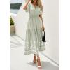 image:imagePRETTYGARDEN Womens Summer Boho Maxi Dress 2026 Spring Floral Short Sleeve V Neck A Line Flowy Beach Wedding Guest DressesLight Green