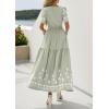image:imagePRETTYGARDEN Womens Summer Boho Maxi Dress 2026 Spring Floral Short Sleeve V Neck A Line Flowy Beach Wedding Guest DressesLight Green