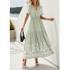 image:imagePRETTYGARDEN Womens Summer Boho Maxi Dress 2026 Spring Floral Short Sleeve V Neck A Line Flowy Beach Wedding Guest DressesLight Green