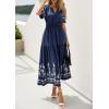 image:imagePRETTYGARDEN Womens Summer Boho Maxi Dress 2026 Spring Floral Short Sleeve V Neck A Line Flowy Beach Wedding Guest DressesNavy Blue