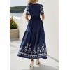 image:imagePRETTYGARDEN Womens Summer Boho Maxi Dress 2026 Spring Floral Short Sleeve V Neck A Line Flowy Beach Wedding Guest DressesNavy Blue