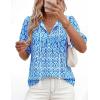image:imagePRETTYGARDEN Womens Summer Boho Tops 2026 Vacation Outfits Casual Tie Front V Neck Peasant Blouses Puff Short Sleeve ShirtsFloral Blue