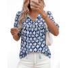 image:imagePRETTYGARDEN Womens Summer Boho Tops 2026 Vacation Outfits Casual Tie Front V Neck Peasant Blouses Puff Short Sleeve ShirtsFloral Navy