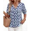 image:imagePRETTYGARDEN Womens Summer Boho Tops 2026 Vacation Outfits Casual Tie Front V Neck Peasant Blouses Puff Short Sleeve ShirtsFloral Navy