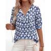 image:imagePRETTYGARDEN Womens Summer Boho Tops 2026 Vacation Outfits Casual Tie Front V Neck Peasant Blouses Puff Short Sleeve ShirtsFloral Navy