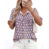 image:imagePRETTYGARDEN Womens Summer Boho Tops 2026 Vacation Outfits Casual Tie Front V Neck Peasant Blouses Puff Short Sleeve ShirtsPurple