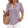 image:imagePRETTYGARDEN Womens Summer Boho Tops 2026 Vacation Outfits Casual Tie Front V Neck Peasant Blouses Puff Short Sleeve ShirtsPurple