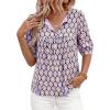 image:imagePRETTYGARDEN Womens Summer Boho Tops 2026 Vacation Outfits Casual Tie Front V Neck Peasant Blouses Puff Short Sleeve ShirtsPurple