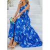 image:imagePRETTYGARDEN Womens Summer Floral One Shoulder Maxi Dress Knot Ruffle Boho Beach Vacation Wedding Guest Long Sun DressesBlue White Print