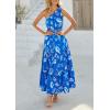 image:imagePRETTYGARDEN Womens Summer Floral One Shoulder Maxi Dress Knot Ruffle Boho Beach Vacation Wedding Guest Long Sun DressesBlue White Print