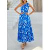 image:imagePRETTYGARDEN Womens Summer Floral One Shoulder Maxi Dress Knot Ruffle Boho Beach Vacation Wedding Guest Long Sun DressesBlue White Print