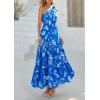image:imagePRETTYGARDEN Womens Summer Floral One Shoulder Maxi Dress Knot Ruffle Boho Beach Vacation Wedding Guest Long Sun DressesBlue White Print