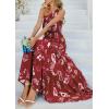 image:imagePRETTYGARDEN Womens Summer Floral One Shoulder Maxi Dress Knot Ruffle Boho Beach Vacation Wedding Guest Long Sun DressesWine Red Print
