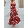 image:imagePRETTYGARDEN Womens Summer Floral One Shoulder Maxi Dress Knot Ruffle Boho Beach Vacation Wedding Guest Long Sun DressesWine Red Print