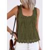 image:imagePRETTYGARDEN Womens Tank Tops 2026 Summer Button Down Shirts Embroidered Eyelet Dressy Casual Blouses Beach Vacation ClothesArmy Green