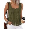 image:imagePRETTYGARDEN Womens Tank Tops 2026 Summer Button Down Shirts Embroidered Eyelet Dressy Casual Blouses Beach Vacation ClothesArmy Green