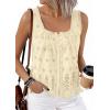 image:imagePRETTYGARDEN Womens Tank Tops 2026 Summer Button Down Shirts Embroidered Eyelet Dressy Casual Blouses Beach Vacation ClothesBeige