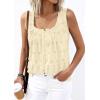 image:imagePRETTYGARDEN Womens Tank Tops 2026 Summer Button Down Shirts Embroidered Eyelet Dressy Casual Blouses Beach Vacation ClothesBeige