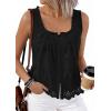 image:imagePRETTYGARDEN Womens Tank Tops 2026 Summer Button Down Shirts Embroidered Eyelet Dressy Casual Blouses Beach Vacation ClothesBlack