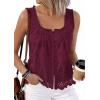 image:imagePRETTYGARDEN Womens Tank Tops 2026 Summer Button Down Shirts Embroidered Eyelet Dressy Casual Blouses Beach Vacation ClothesBurgundy