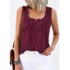 image:imagePRETTYGARDEN Womens Tank Tops 2026 Summer Button Down Shirts Embroidered Eyelet Dressy Casual Blouses Beach Vacation ClothesBurgundy