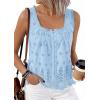 image:imagePRETTYGARDEN Womens Tank Tops 2026 Summer Button Down Shirts Embroidered Eyelet Dressy Casual Blouses Beach Vacation ClothesLight Blue