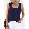 image:imagePRETTYGARDEN Womens Tank Tops 2026 Summer Button Down Shirts Embroidered Eyelet Dressy Casual Blouses Beach Vacation ClothesNavy Blue