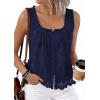 image:imagePRETTYGARDEN Womens Tank Tops 2026 Summer Button Down Shirts Embroidered Eyelet Dressy Casual Blouses Beach Vacation ClothesNavy Blue