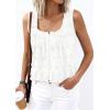 image:imagePRETTYGARDEN Womens Tank Tops 2026 Summer Button Down Shirts Embroidered Eyelet Dressy Casual Blouses Beach Vacation ClothesWhite