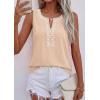 image:imagePRETTYGARDEN Womens Tank Tops 2026 Summer Causal V Neck Sleeveless Shirts Floral Print Embroidered Beach Vacation Boho TopBeige