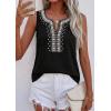 image:imagePRETTYGARDEN Womens Tank Tops 2026 Summer Causal V Neck Sleeveless Shirts Floral Print Embroidered Beach Vacation Boho TopBlack