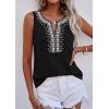 image:imagePRETTYGARDEN Womens Tank Tops 2026 Summer Causal V Neck Sleeveless Shirts Floral Print Embroidered Beach Vacation Boho TopBlack