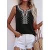 image:imagePRETTYGARDEN Womens Tank Tops 2026 Summer Causal V Neck Sleeveless Shirts Floral Print Embroidered Beach Vacation Boho TopBlack