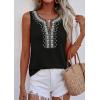 image:imagePRETTYGARDEN Womens Tank Tops 2026 Summer Causal V Neck Sleeveless Shirts Floral Print Embroidered Beach Vacation Boho TopBlack