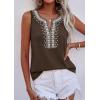 image:imagePRETTYGARDEN Womens Tank Tops 2026 Summer Causal V Neck Sleeveless Shirts Floral Print Embroidered Beach Vacation Boho TopBrown