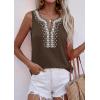 image:imagePRETTYGARDEN Womens Tank Tops 2026 Summer Causal V Neck Sleeveless Shirts Floral Print Embroidered Beach Vacation Boho TopBrown