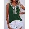 image:imagePRETTYGARDEN Womens Tank Tops 2026 Summer Causal V Neck Sleeveless Shirts Floral Print Embroidered Beach Vacation Boho TopDark Green