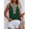image:imagePRETTYGARDEN Womens Tank Tops 2026 Summer Causal V Neck Sleeveless Shirts Floral Print Embroidered Beach Vacation Boho TopDark Green