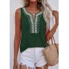 image:imagePRETTYGARDEN Womens Tank Tops 2026 Summer Causal V Neck Sleeveless Shirts Floral Print Embroidered Beach Vacation Boho TopDark Green