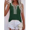 image:imagePRETTYGARDEN Womens Tank Tops 2026 Summer Causal V Neck Sleeveless Shirts Floral Print Embroidered Beach Vacation Boho TopDark Green