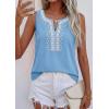 image:imagePRETTYGARDEN Womens Tank Tops 2026 Summer Causal V Neck Sleeveless Shirts Floral Print Embroidered Beach Vacation Boho TopLight Blue