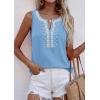 image:imagePRETTYGARDEN Womens Tank Tops 2026 Summer Causal V Neck Sleeveless Shirts Floral Print Embroidered Beach Vacation Boho TopLight Blue